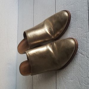 Madewell 6 metallic gold mule heels booties